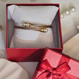 Pearly twirl bangle bracelet