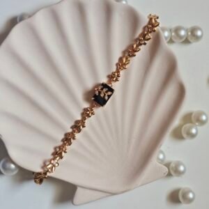 Seraphina Black Square Stone Non Adjustable Bracelet