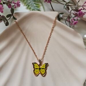 Lime green butterfly rosegold chain